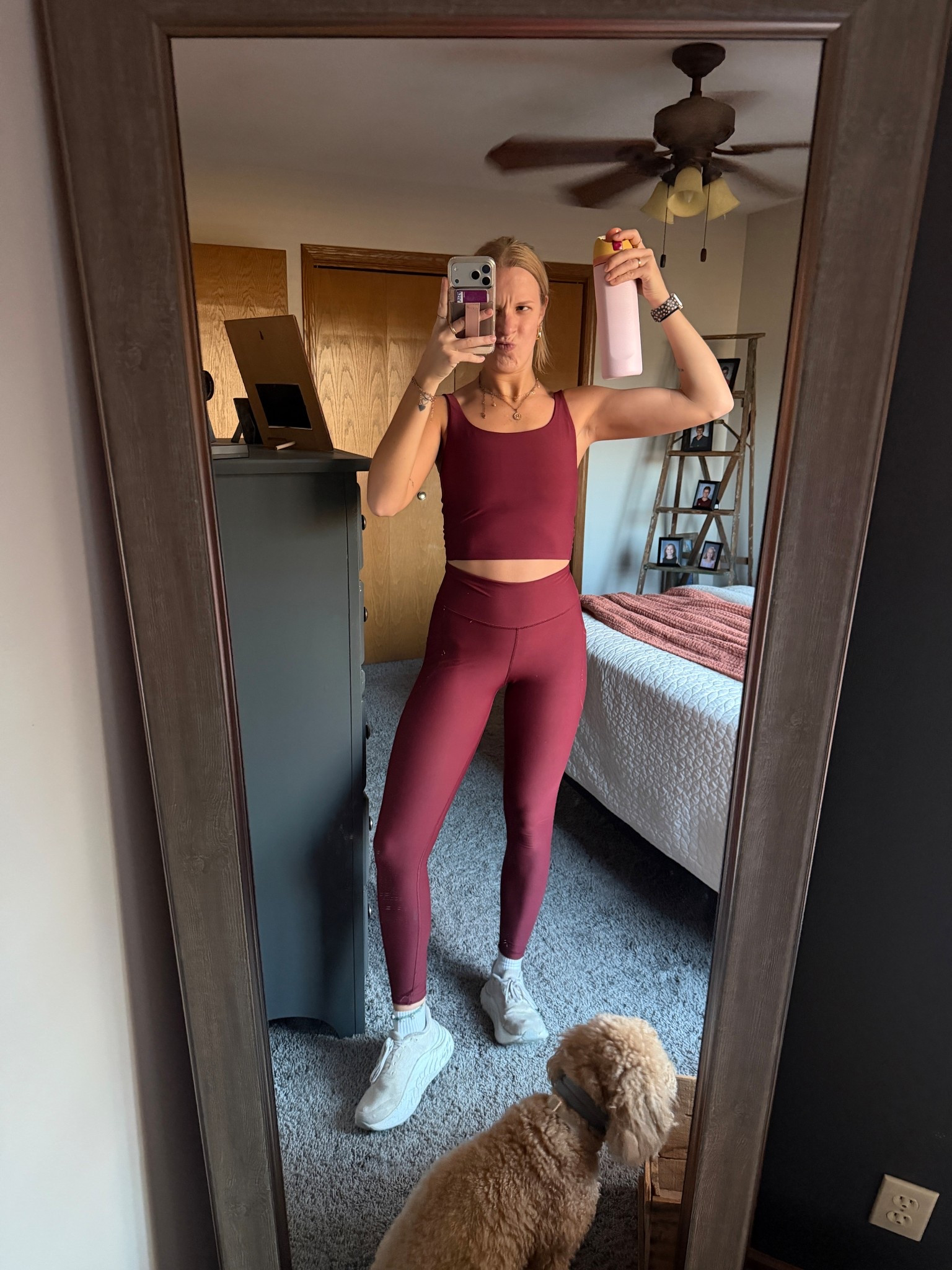 Yesterday’s Old Navy workout set—02.25.26 🏋🏼‍♀️🦵🏼🦮

Leggings have pockets & they don’t move when running long distances–THE BEST!! 🤗

Medium in Old Navy tank top
Small Tall in Old Navy leggings
9 in New Balance running shoes
*Owala water bottle is from Amazon:)
🧦 socks are Old Navy

Old Navy activewear, Old Navy finds, Old Navy style, Old Navy fashion, Old Navy leggings, Old Navy tank tops, fall running outfits, maroon leggings, maroon tank tops, powersoft finds, New Balance shoes, New Balance style, white running shoes, Old Navy socks

#LTKActive #LTKfitnessgoals #LTKootd