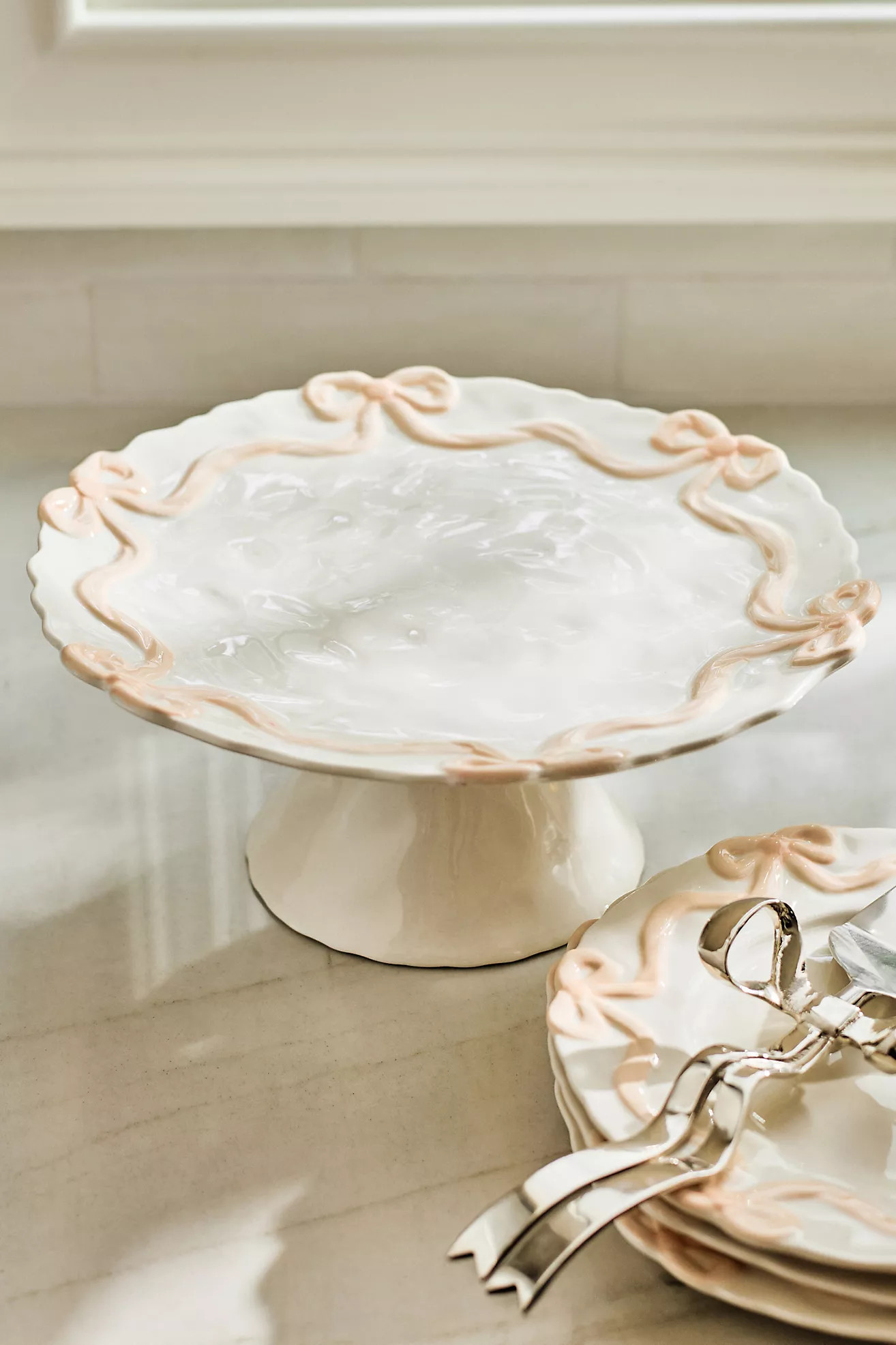 Benedita Bow Ceramic Stoneware Cake Stand | Anthropologie (US)