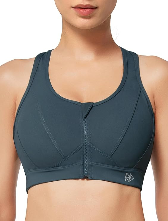 Yvette Zip Front Sports Bra - High Impact Sports Bras for Women Plus Size Workout Fitness Running... | Amazon (US)