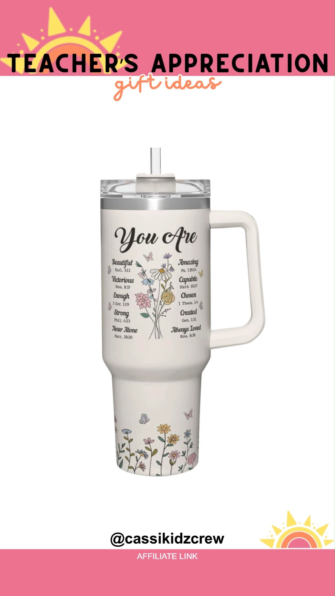 Inspiration gifts like this 40oz stainless steel tumbler with handle and straw keep teachers refreshed while adding a cheerful touch to every sip, blending practicality with gratitude 🌟🥤🍎  

#teachergifts #graduationgifts #inspirationtumbler #stainlesssteeltumbler #hydration #teacherappreciation #giftideas #schoollife #thankyouteacher #practicalgifts 

 #LTKdayinmylife #LTKselfcare #LTKSaleAlert