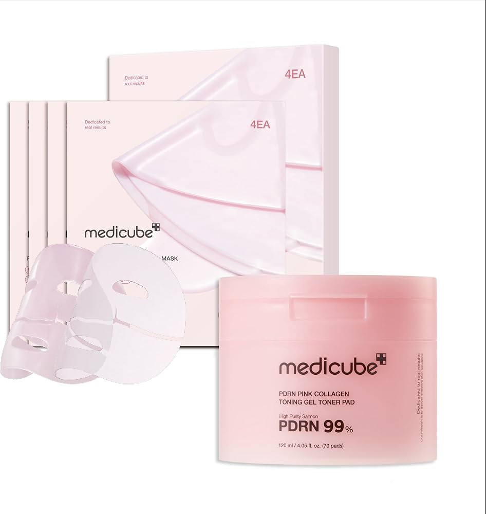 medicube Pink Pdrn Day & Night Gel Duo: Salmon DNA PDRN pink collagen jelly gel mask (4ea) and Pi... | Amazon (US)