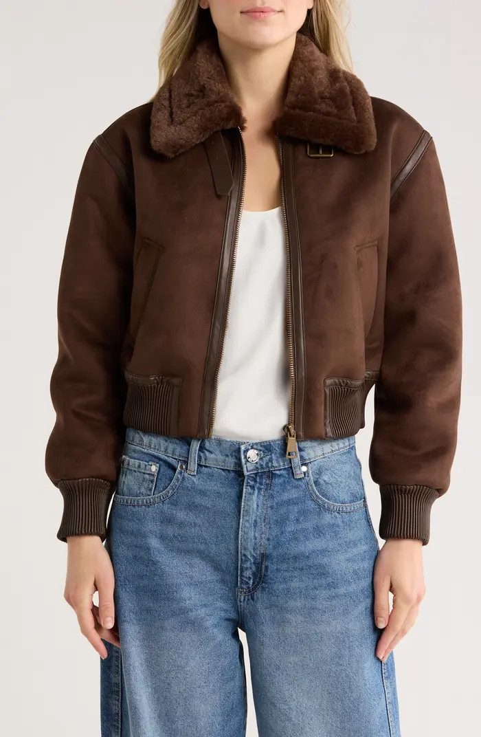 Faux Fur Trim Faux Leather Jacket | Nordstrom Rack