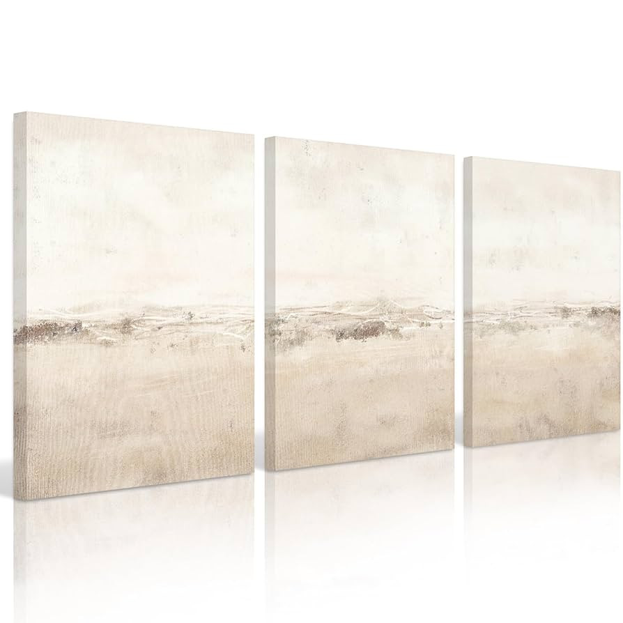 Baccone Beige Abstract Wall Art Set of 3 Neutral Canvas Wall Art Prints Boho Abstract Picture Mod... | Amazon (US)