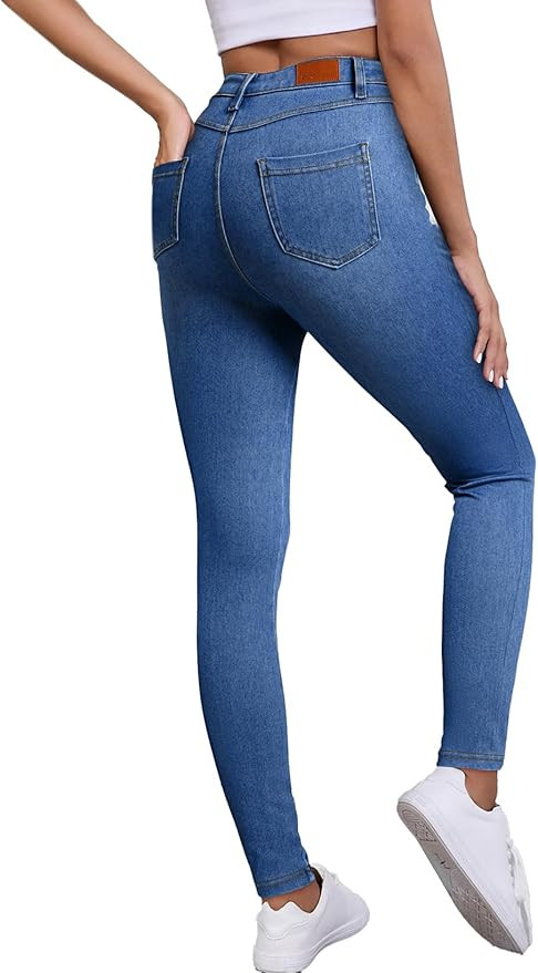 Sidefeel Jeggings for Women High Waisted Tummy Control Skinny Jeans Stretchy Butt Lifting Knit De... | Amazon (US)