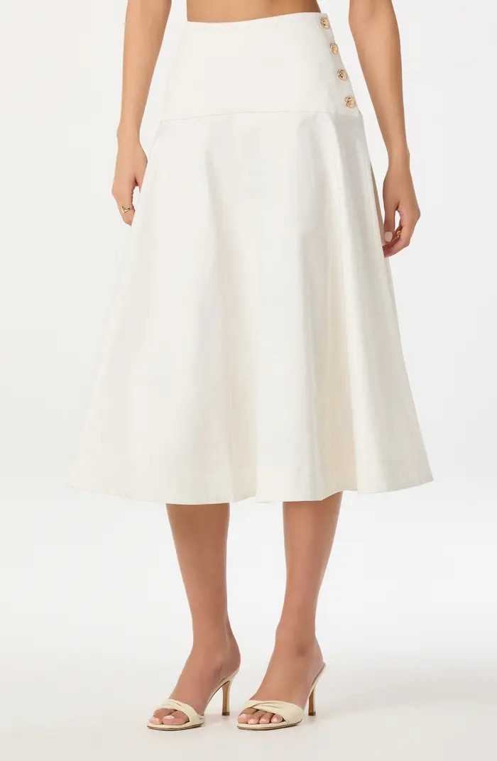 Drop Waist Stretch Cotton Midi Skirt | Nordstrom