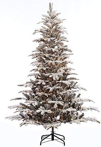 Amazon.com: Fraser Hill Farm 9.0-Foot Pre-Lit Mountain Pine Snow Flocked Christmas Tree, Clear Sm... | Amazon (US)
