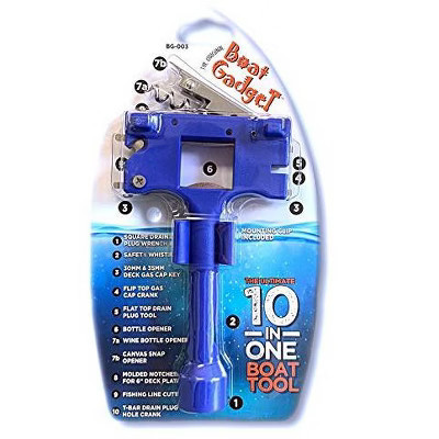 Boat Gadget 10-in-1 Boat Tool, Bottle Opener, Safety Whistle, Fishing Line Cutter, Marine Gas Cap Key, and More - Ideal for Boat Owners - Blue | Target