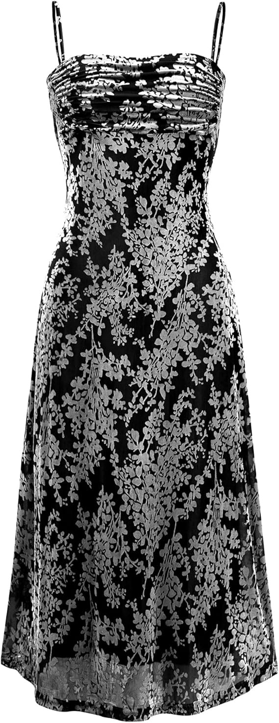 BTFBM Women's Summer Dress Sleeveless Spaghetti Strap Midi Dress Sexy Cowl Neck Floral Cocktail D... | Amazon (US)