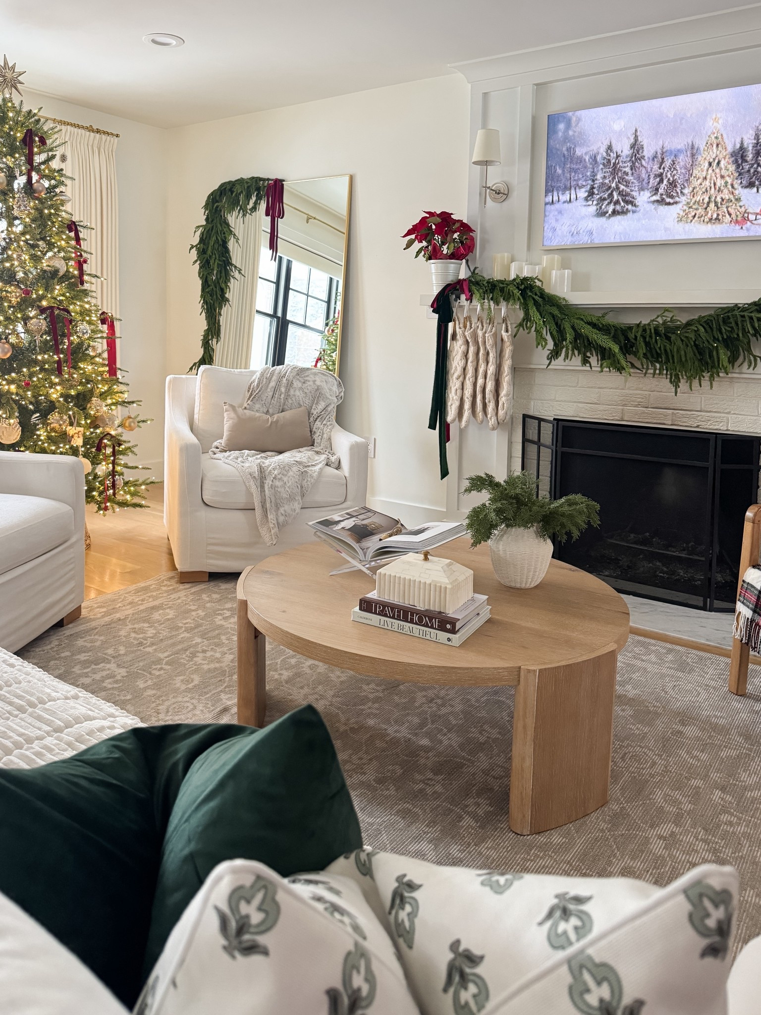 Classic Christmas living room styling—without the splurge.✨
Sharing sources for our timeless mantel, classic garland, and those luxe-looking pillow covers that feel Pottery Barn… without the price tag. Rich greens, soft neutrals, layered textures—all my favorite tones for a cozy and classic holiday moment.

Linked everything:
• look-for-less garland
• budget-friendly greenery
• Pottery Barn–inspired pillow covers
• layered neutrals and mixed textures

#LTKSeasonal #LTKHoliday #LTKHome