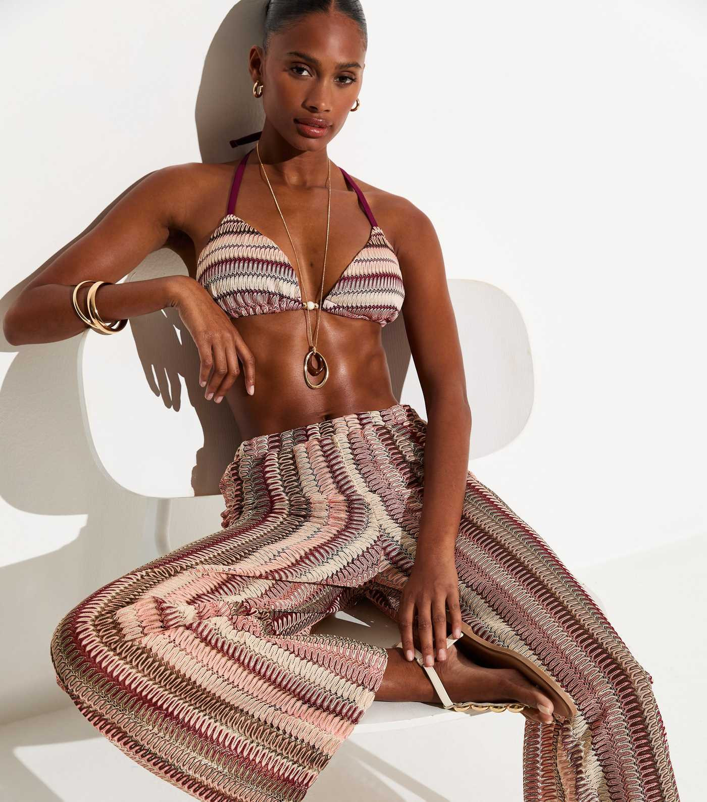 Pink Crochet Wide Leg Beach Trousers | New Look | New Look (UK)