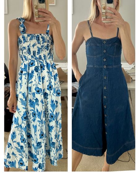 Floral dress, smocked bodice, no pockets, tie shoulder straps, size small 
Target denim corset dress, size small 
Slide sandals, wood handbag, simple, gold hoops 

Summer styles, graduation party dresses

#LTKParties #LTKSaleAlert #LTKFindsUnder50