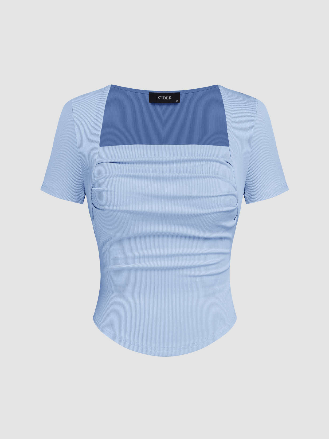 Square Neck Ruched Short Sleeve Tee | Cider