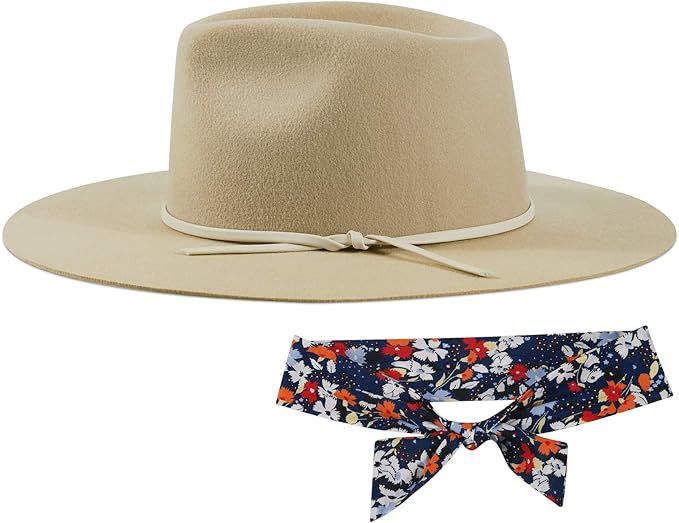 FEMSÉE Fedora Hats for Men Women 100% Wool Felt Hat Vintage Wide Brim Western Sun Hat with Brush... | Amazon (US)