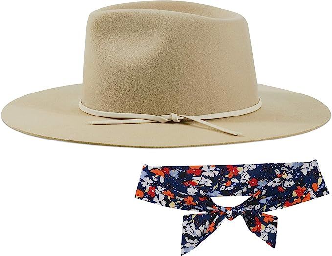 FEMSÉE Fedora Hats for Men Women 100% Wool Felt Hat Vintage Wide Brim Western Sun Hat with Brush... | Amazon (US)