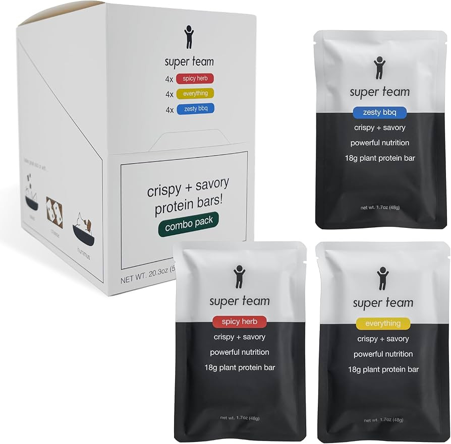 Super Team Savory + Crispy Protein Bars - Combo Pack - 12-Count Snack Bars - High Protein (18g), ... | Amazon (US)