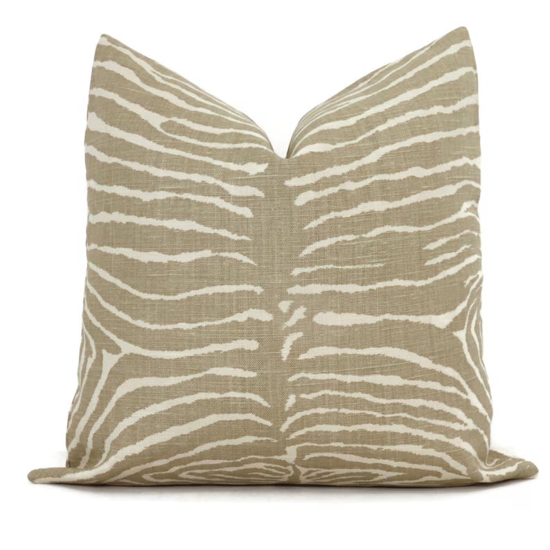 Beige Le Zebre Linen Pillow Cover by Brunschwig  & Fils  Decorative Pillow Cover 18x18, 20x20, 22... | Etsy (US)