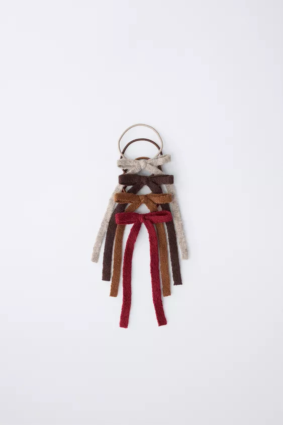 FOUR-PACK OF KNITTED BOW HAIR TIES | Zara US