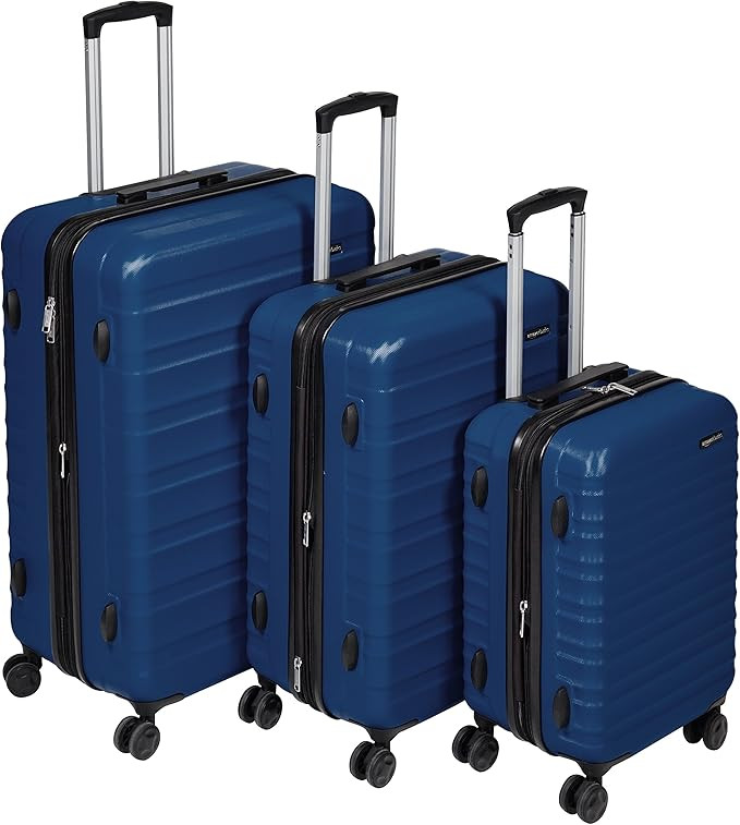 Amazon Basics 3-Piece Set Hardside Spinner, Navy Blue | Amazon (US)