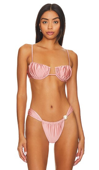 Petal Bikini Top in Satin Rose | Revolve Clothing (Global)