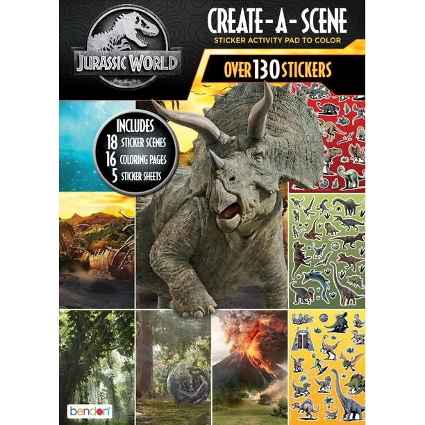 Jurassic World Create A Scene Sticker Book, 32 Pages, 6 Sticker Sheets, Paperback | Walmart (US)