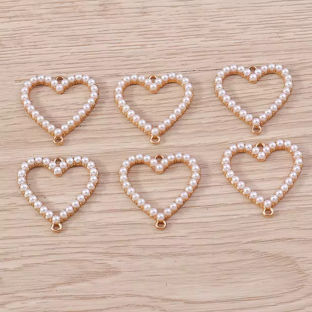 10pcs 26x26mm Elegant Pearl Love Heart Charms Connectors for Jewelry Making DIY Handmade Bracelet... | AliExpress (US)