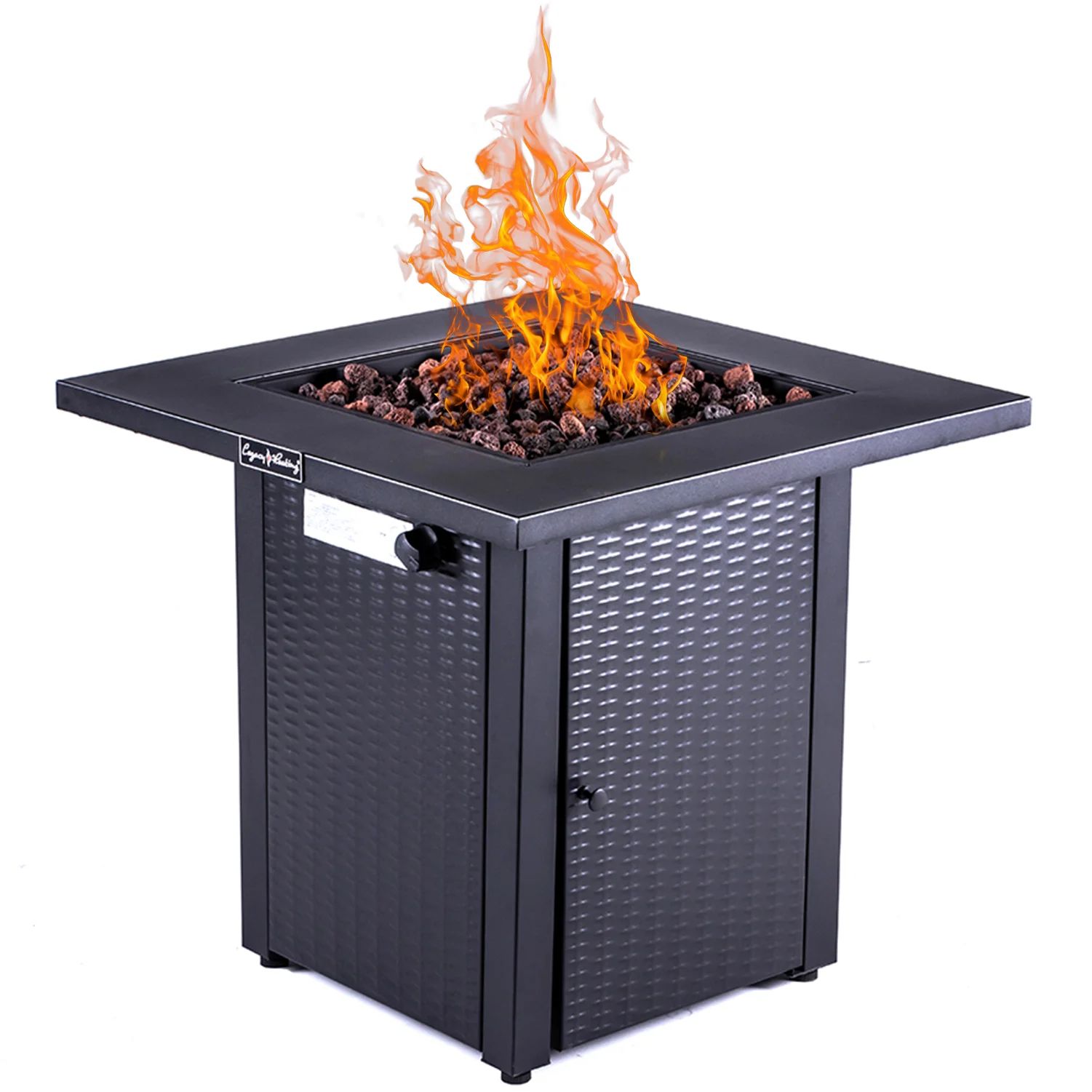 Priestley 24'' H x 28'' W Wicker Propane Outdoor Fire Pit Table with Lid | Wayfair North America