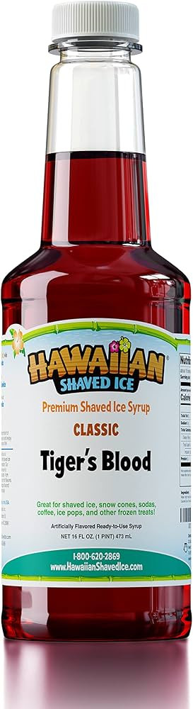Hawaiian Shaved Ice Syrup Pint, Tiger's Blood Flavor, Great For Slushies, Italian Soda, Popsicles... | Amazon (US)