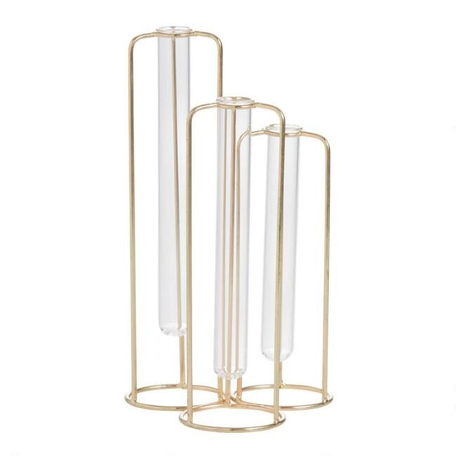 Gold and Glass Staggered Test Tube Vases | World Market