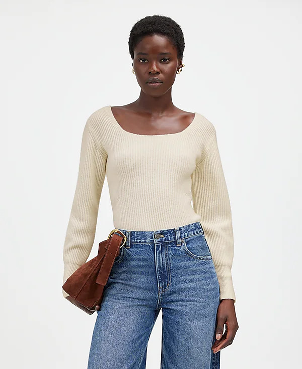 Square-Neck Pullover Sweater in SoftWool | Madewell | Madewell