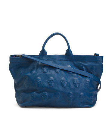 Made In Italy Leather Multi Skull Tote | TJ Maxx