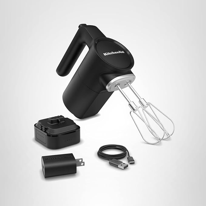 KitchenAid Go Cordless Hand Mixer - battery included, KHMR762, Black Matte | Amazon (US)