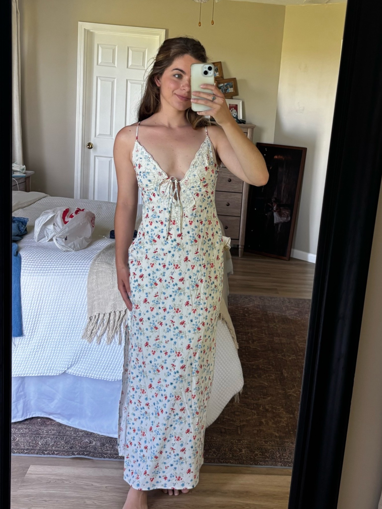 Love the look of this maxi just too much cleavage for my personal comfort! Would be great if breastfeeding! Or perfect for 4th of July at the beach! So maybe I will keep this one?!? Ugh who knows

#LTKdayinmylife #LTKSeasonal #LTKSaleAlert