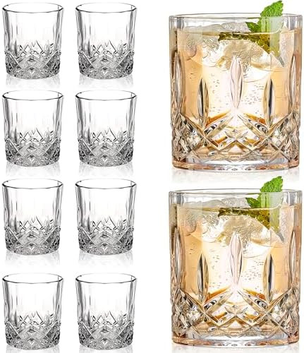 Crystal Whiskey Glasses Set of 8(Buy 6, get 2 Free), 11 OZ Old Fashioned Whiskey Glasses, Bourbon... | Amazon (US)