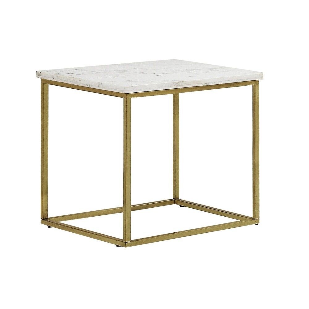 Viktor Metal and Marble End Table (Brushed Brass - Marble) | Bed Bath & Beyond