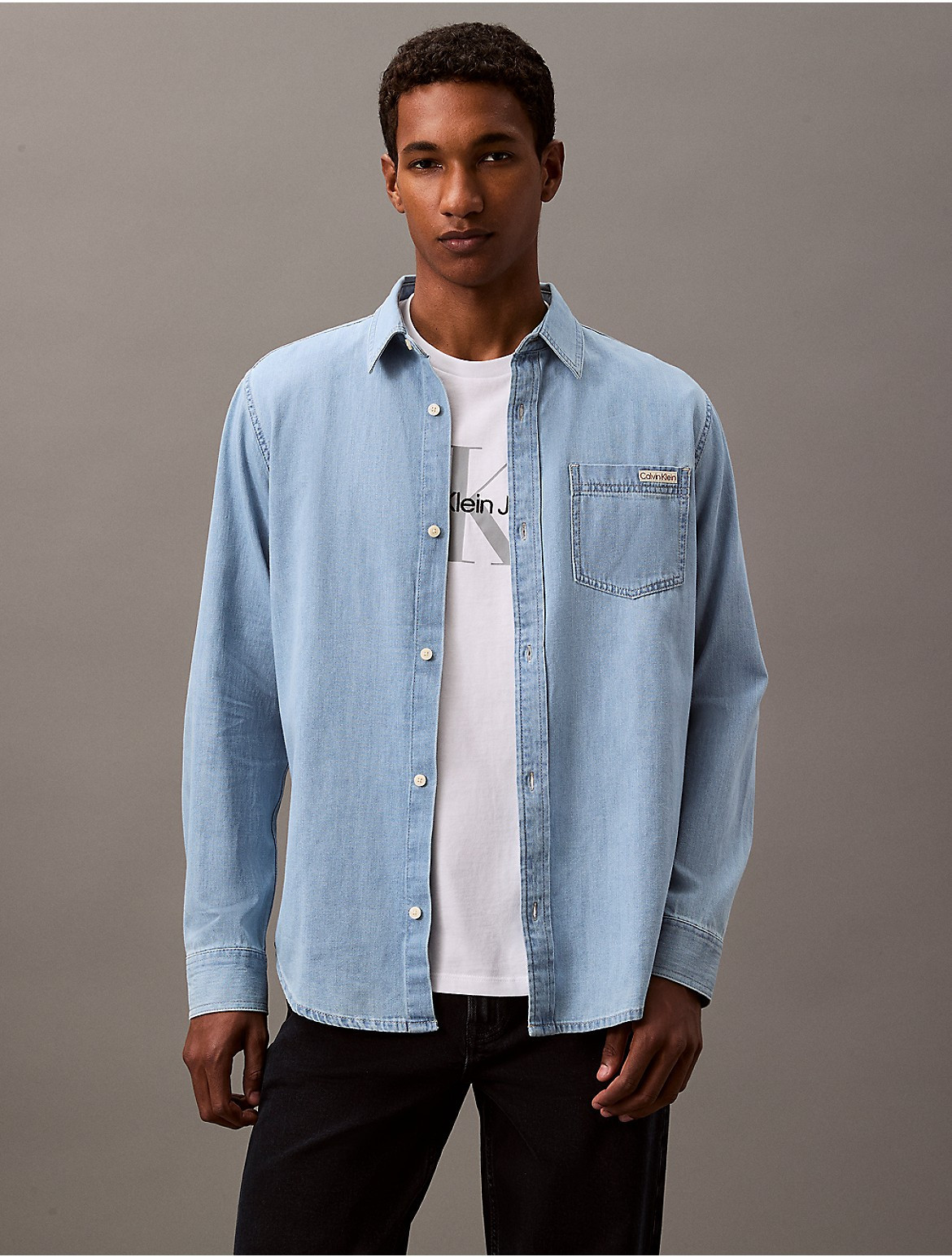 Calvin Klein Men's Classic Denim Button-Down Shirt - Blue - XS | Calvin Klein (US)