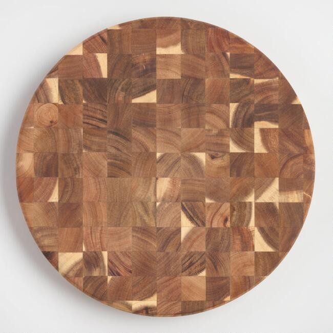 Round Acacia Wood End Grain Butcher Block | World Market