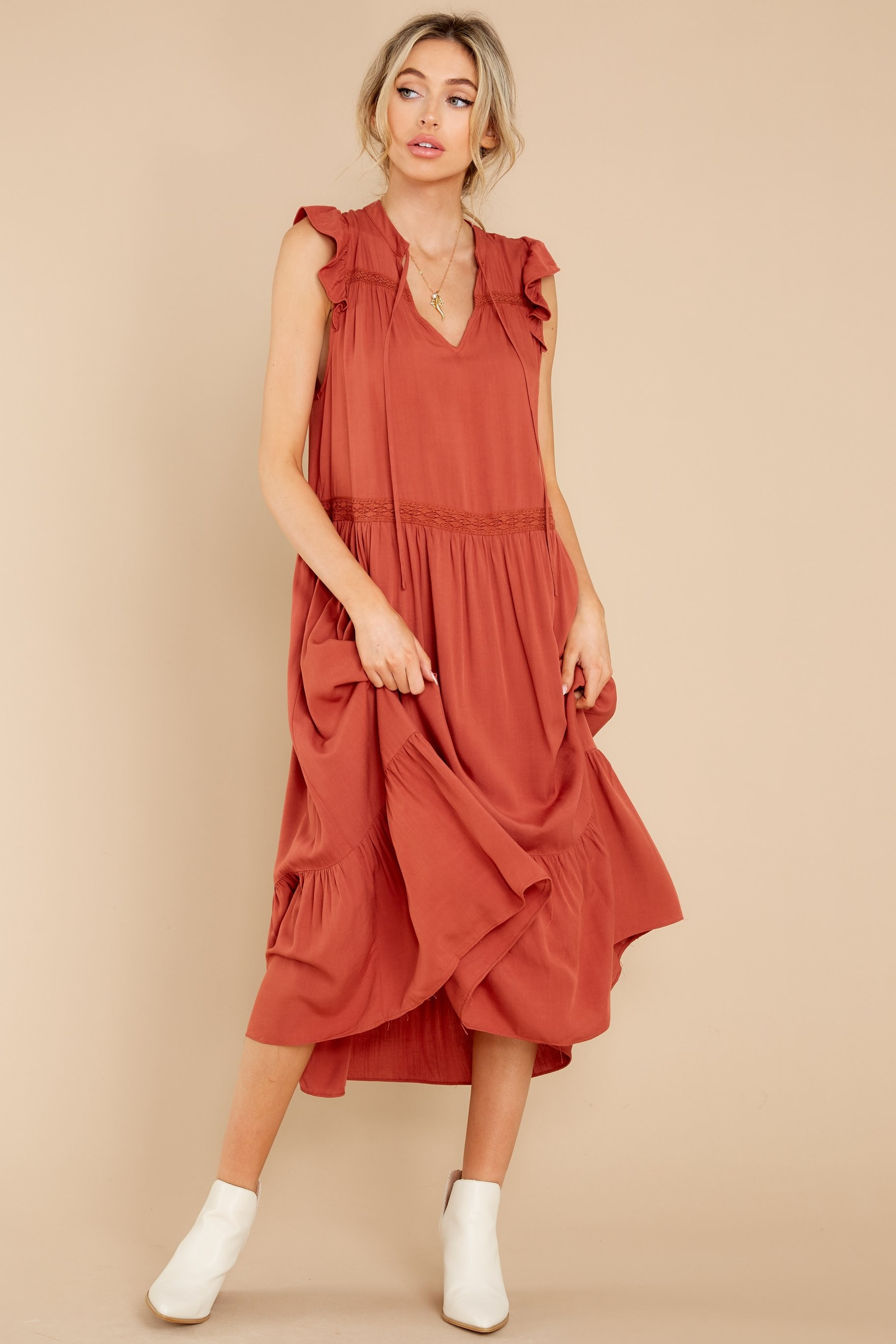 No Greater Feeling Rust Maxi Dress | Red Dress 