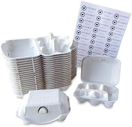 White Empty Egg Cartons for Chicken Eggs – Half Dozen Egg Cartons – Pulp Fiber Egg Tray Holde... | Amazon (US)