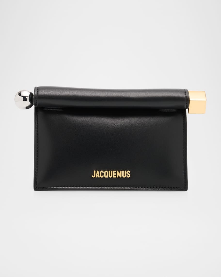 Jacquemus Rolled-Top Rond Carre Leather Clutch Bag | Neiman Marcus