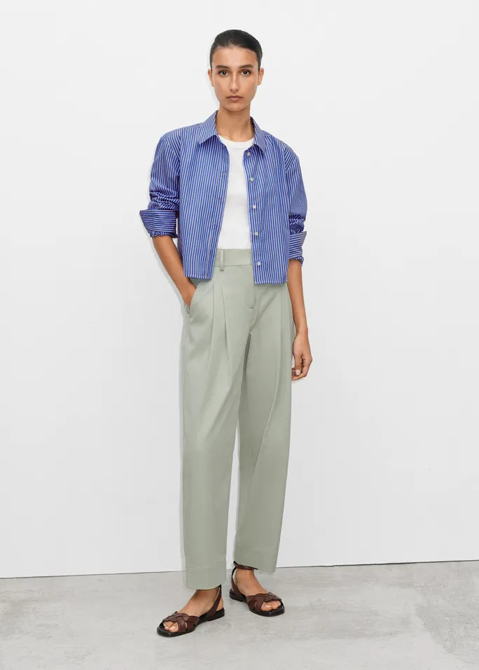 Pleat Detail Tapered Trouser | ME + EM