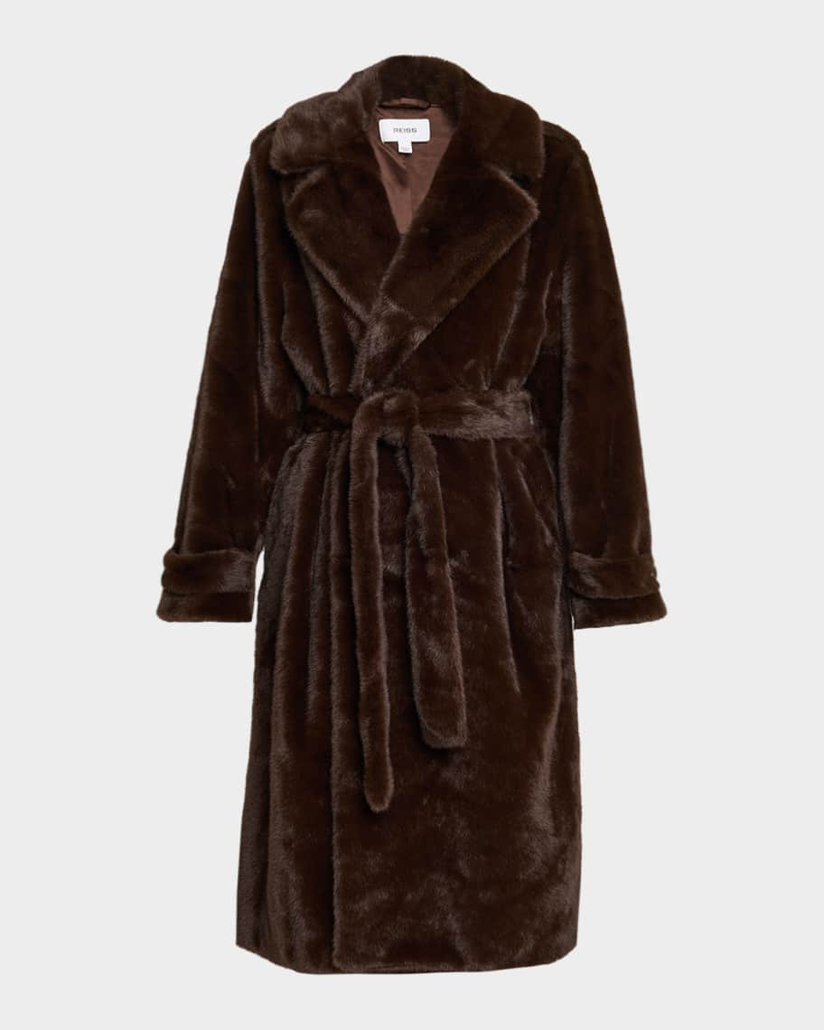 Cate Long Belted Faux Fur Coat | Neiman Marcus