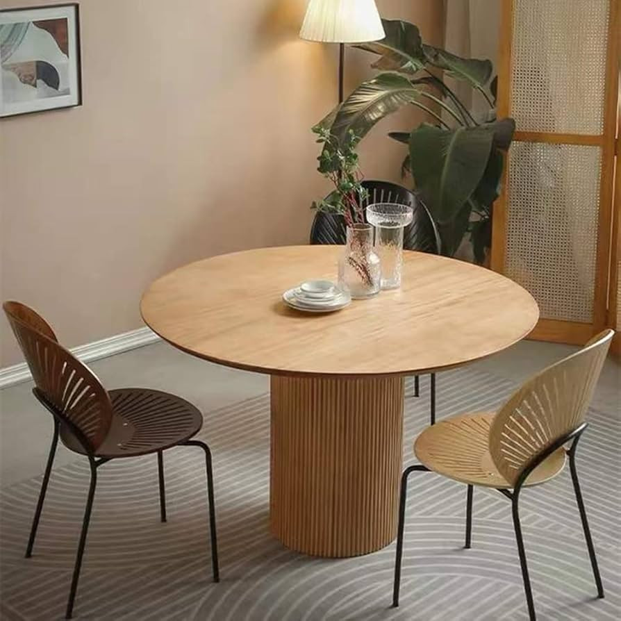 Modern Solid Wood Dining Table, BIGMAII Round Kitchen Table, Wooden Pedestal Dining Room Table Re... | Amazon (US)