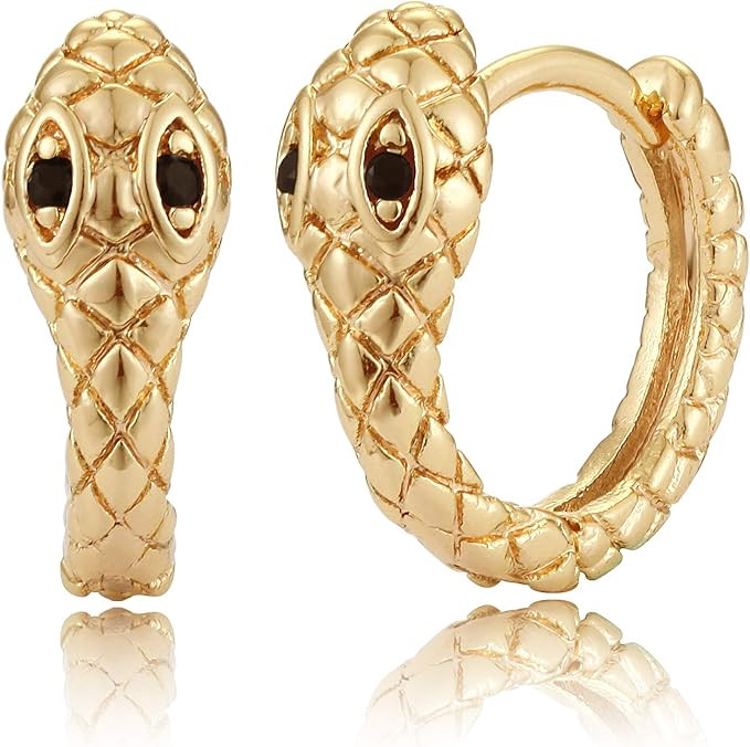 Mevecco Gold Snake Earrings for Women 18K Gold Plated Dainty Snake Shaped Charm Huggie Hoop Earri... | Amazon (US)