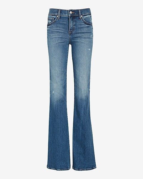 Mid Rise Medium Wash 70s Flare Jeans | Express