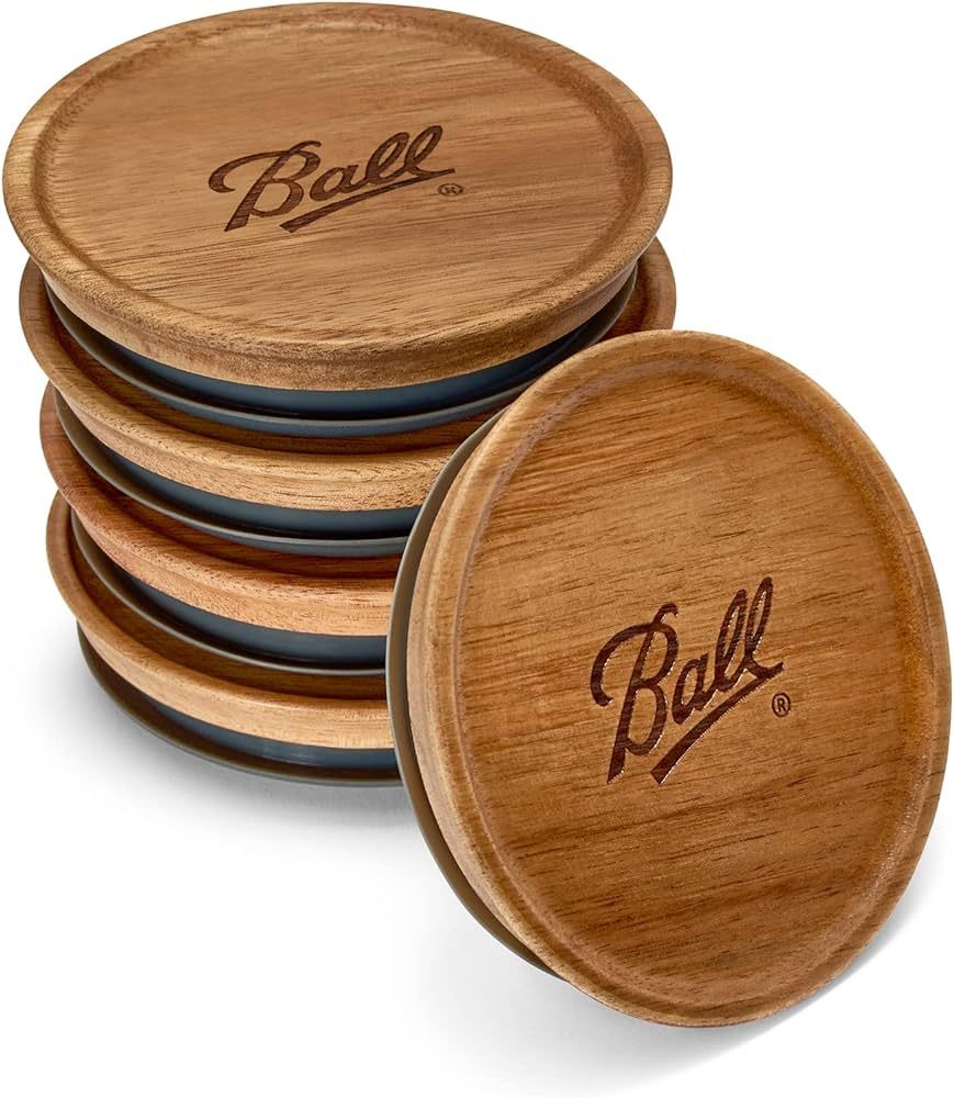Ball Jar Wooden Storage Lids, 5-Pack, wide, Brown | Amazon (US)