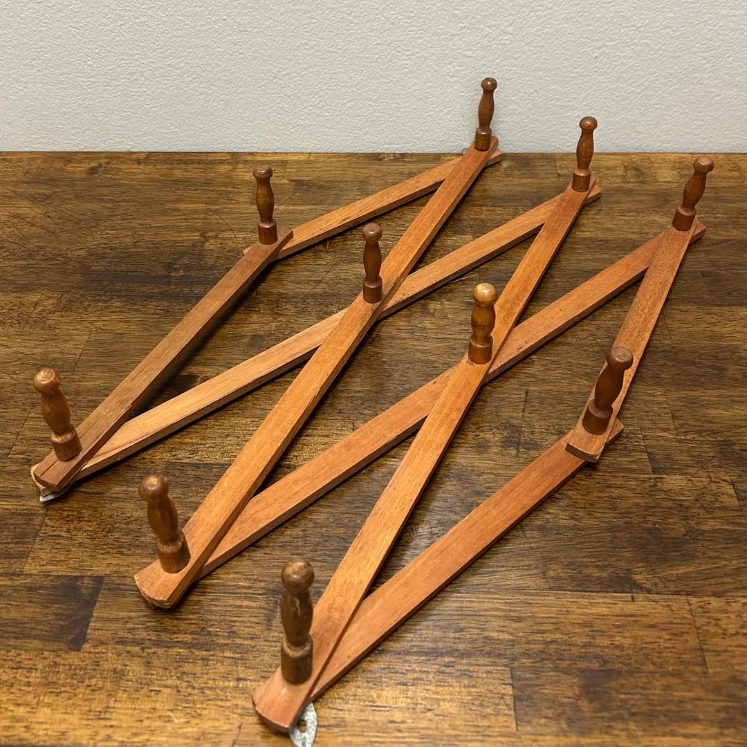 Vintage Expandable Coat Rack, Wood Accordion Wall Hanger, 10 Hooks Entryway Organizer | Etsy (US)