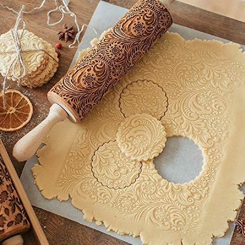rolling pins for baking,embossed rolling pin, Engraved Embossing Rolling Pin Kitchen Decor Tools ... | Amazon (US)