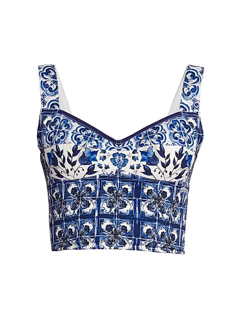 Blu Mediterraneo Painterly Bustier Top | Saks Fifth Avenue