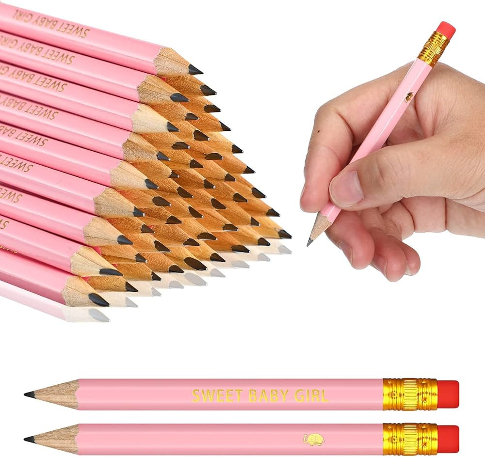Nezyo 50 Pieces Baby Shower Half Pencils Golf Pencils with Erasers Pencils for Baby Shower 4 Inch... | Amazon (US)