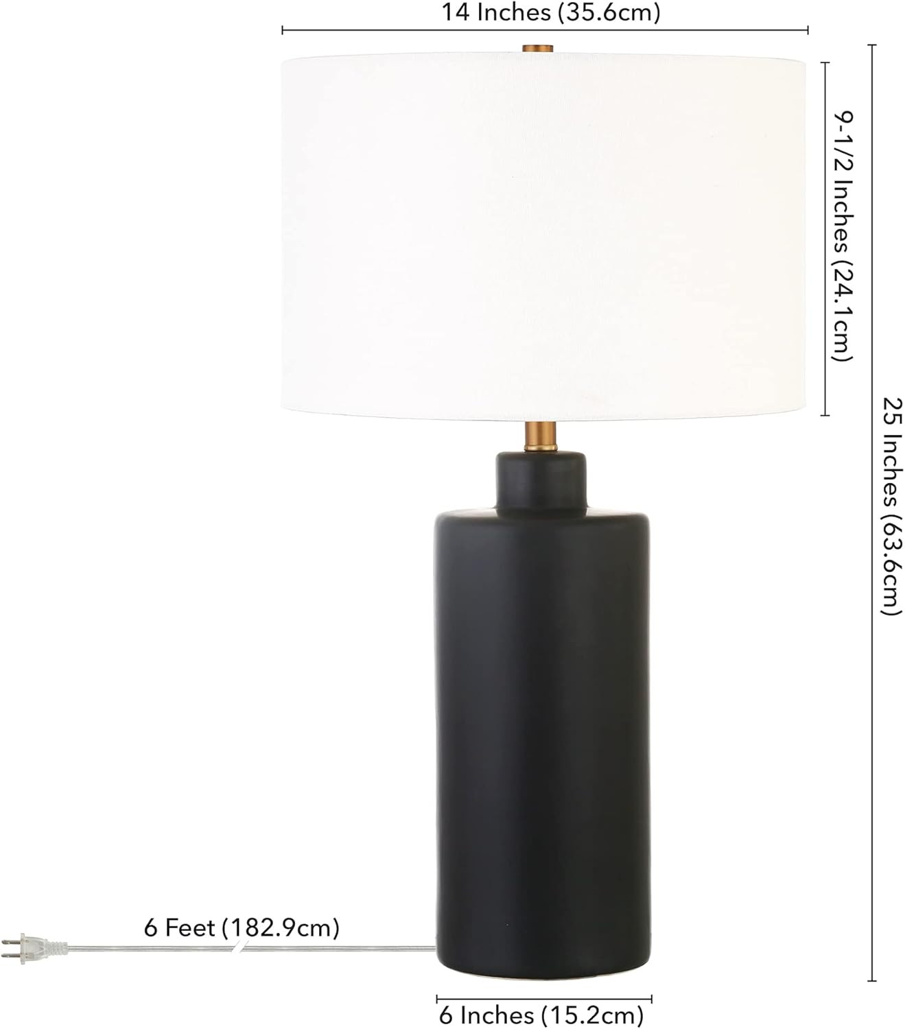 Carlina 25" Tall Ceramic Table Lamp with Fabric Shade in Matte Black/White | Amazon (US)